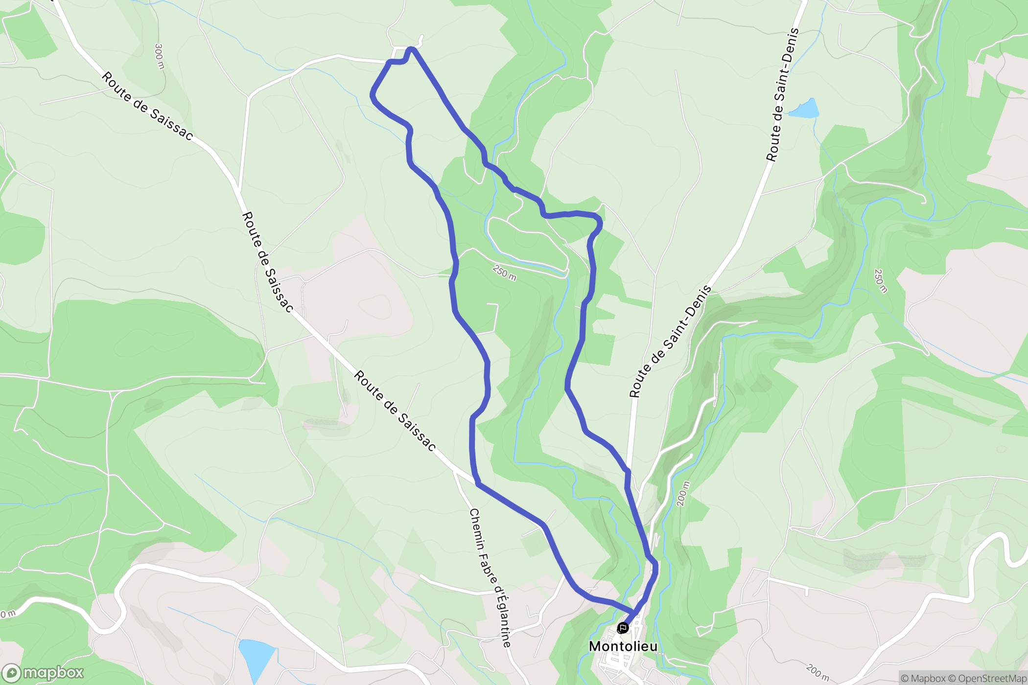 Montolieu : carte du parcours de randonnée - France