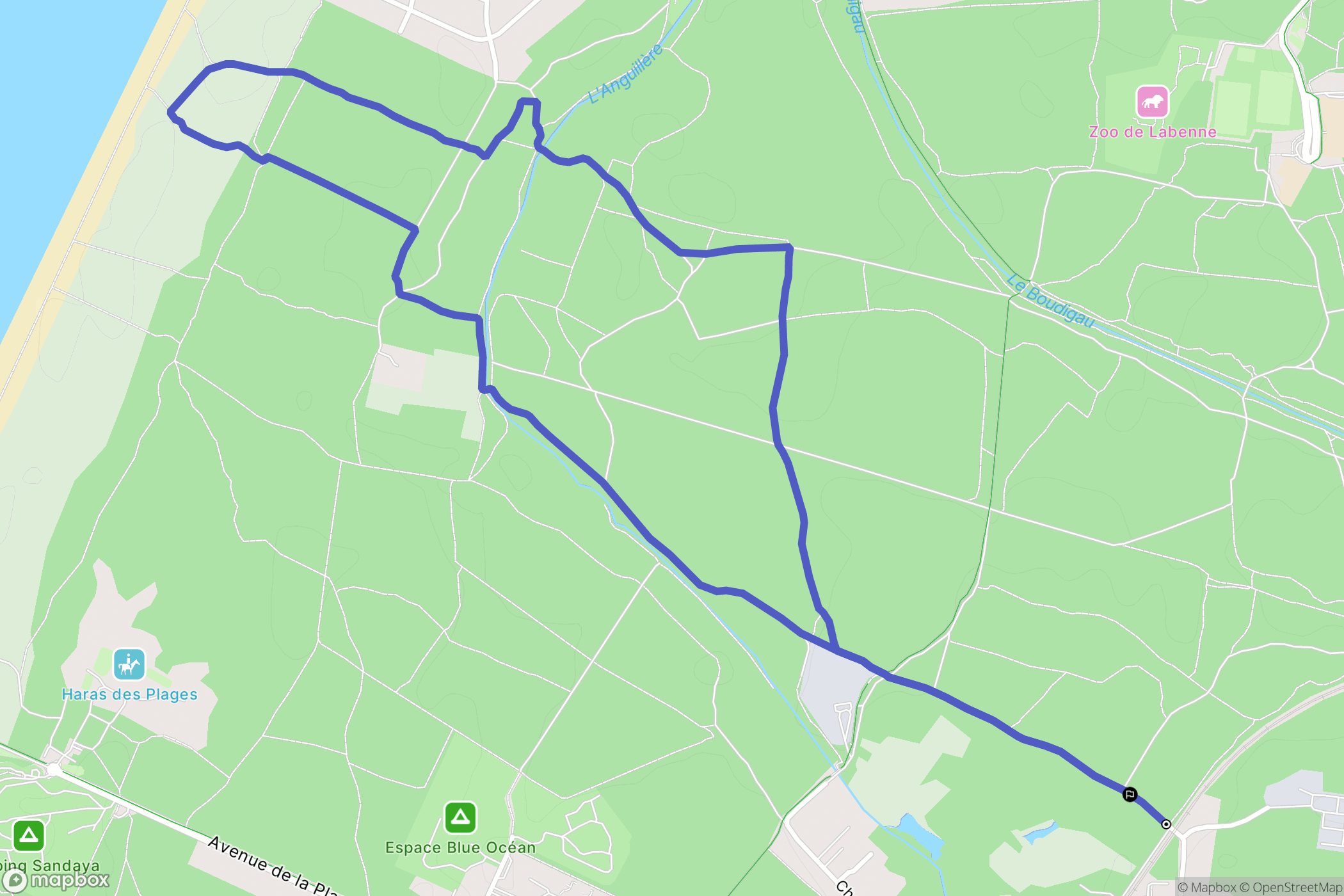 Ondres : carte du parcours de randonnée - France