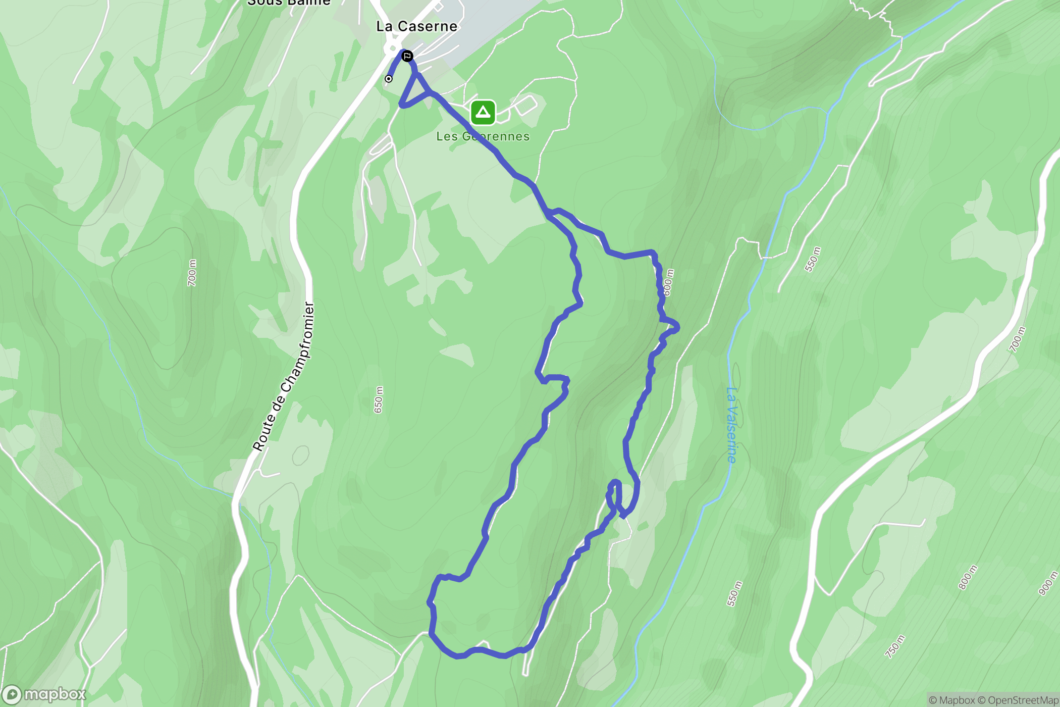 Champfromier : carte du parcours de randonnée - France