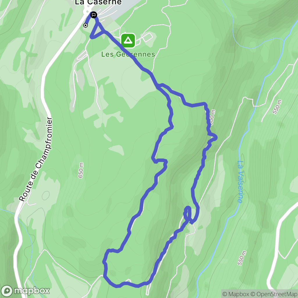 Champfromier : carte du parcours de randonnée - France