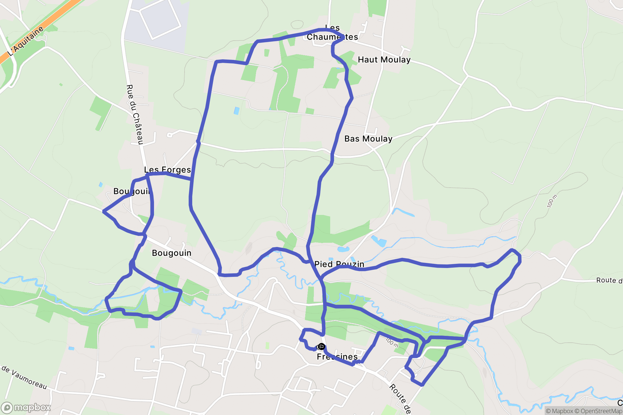 Fressines : carte du parcours de randonnée - France