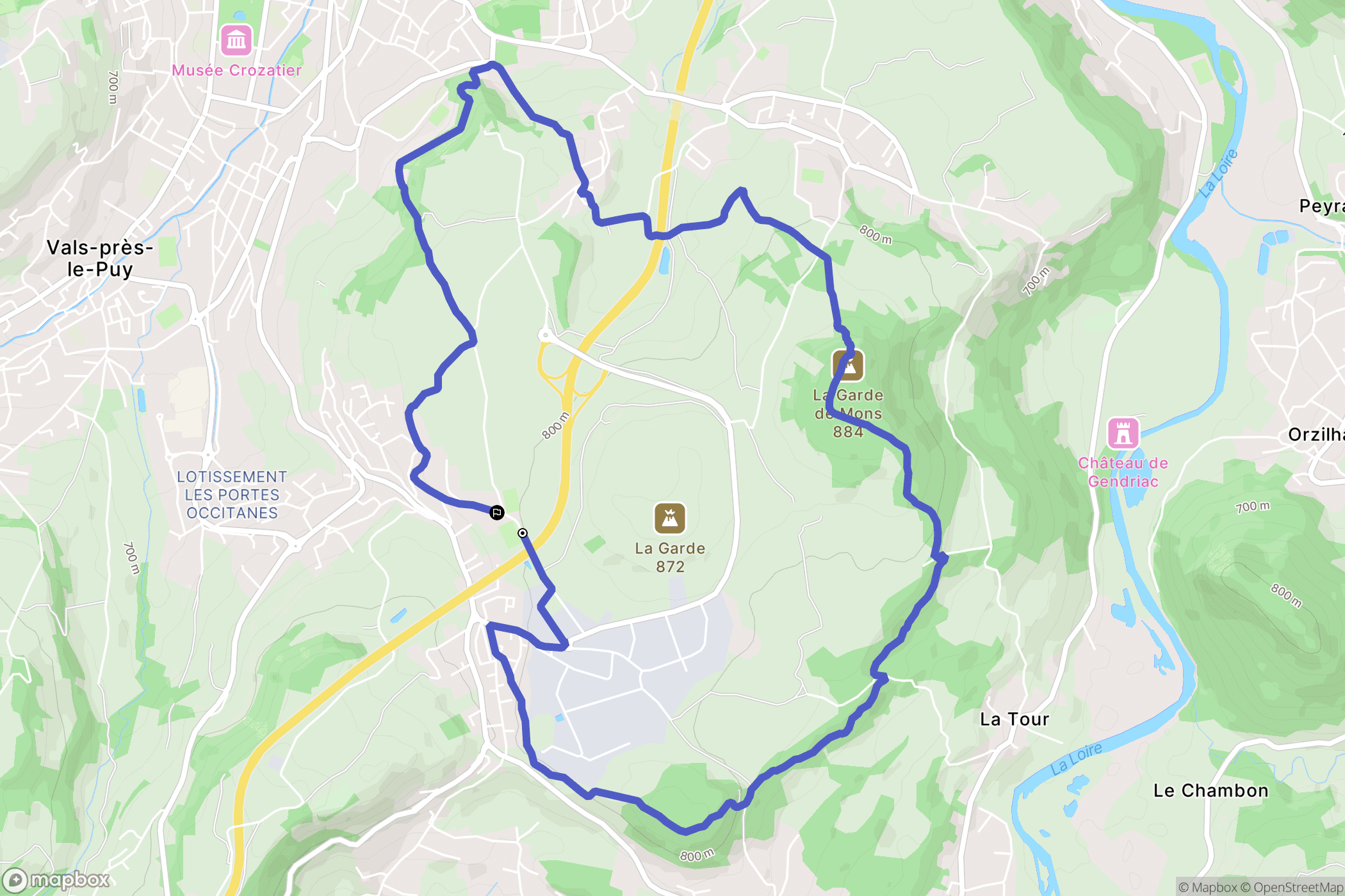 Le Puy-en-Velay : carte du parcours de randonnée - France