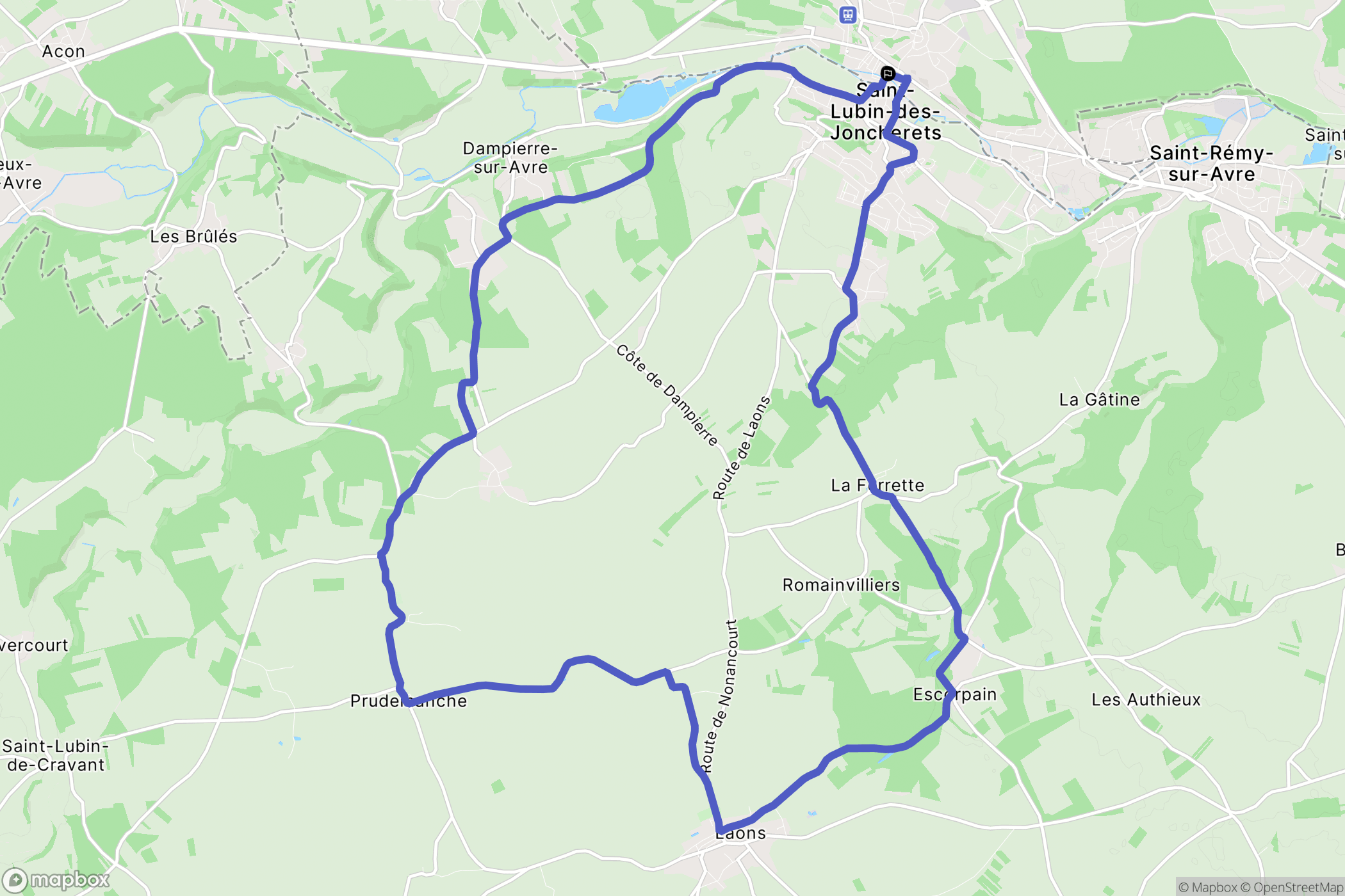 Nonancourt : carte du parcours de randonnée - France