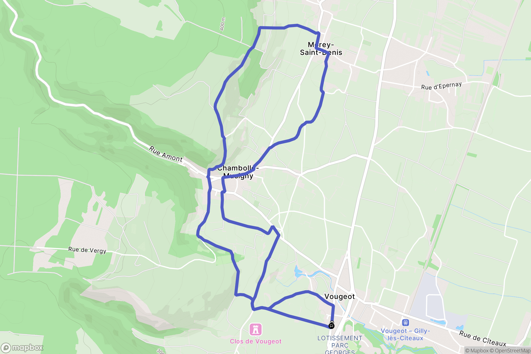 Vougeot : carte du parcours de randonnée - France