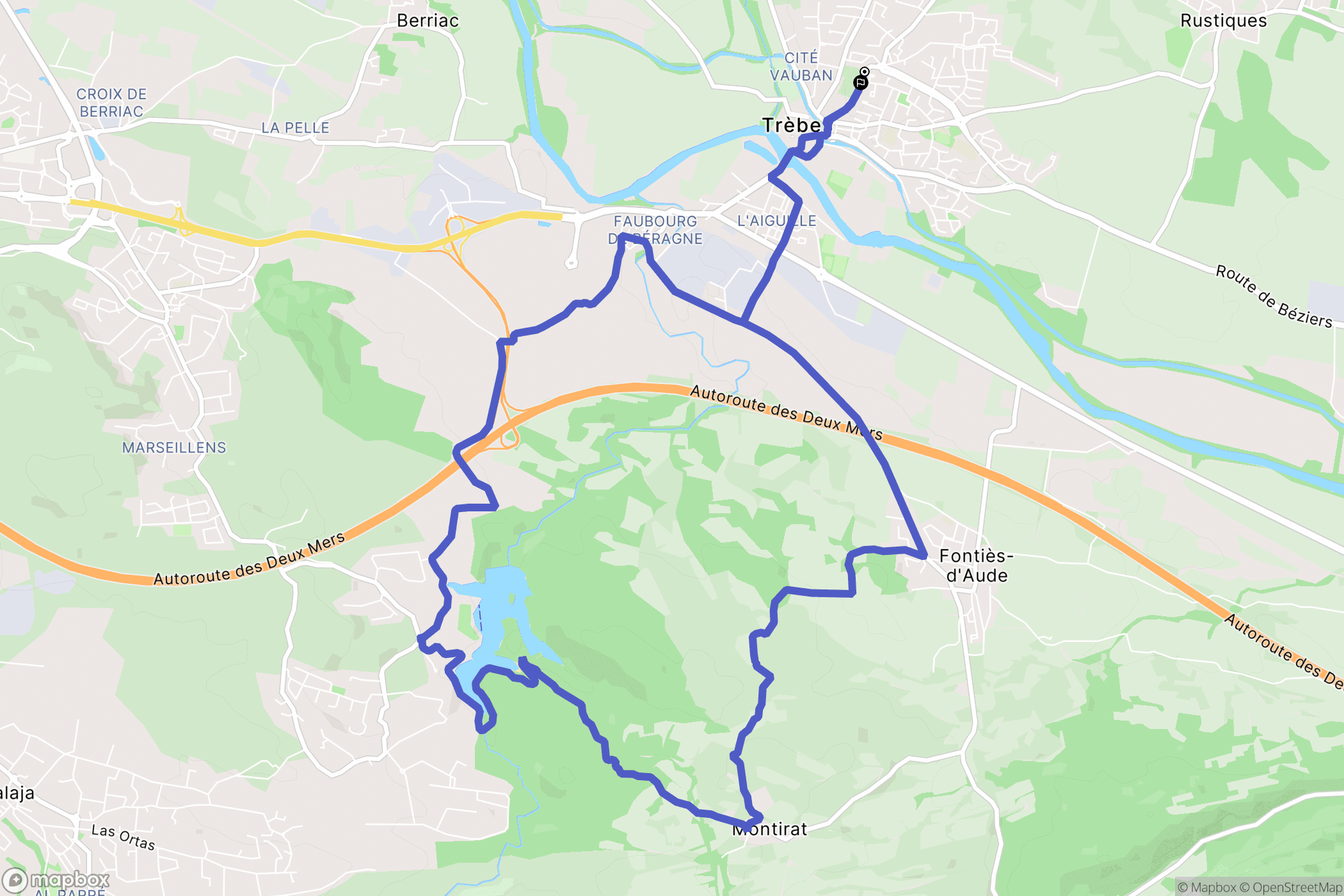 Trèbes : carte du parcours de randonnée - France