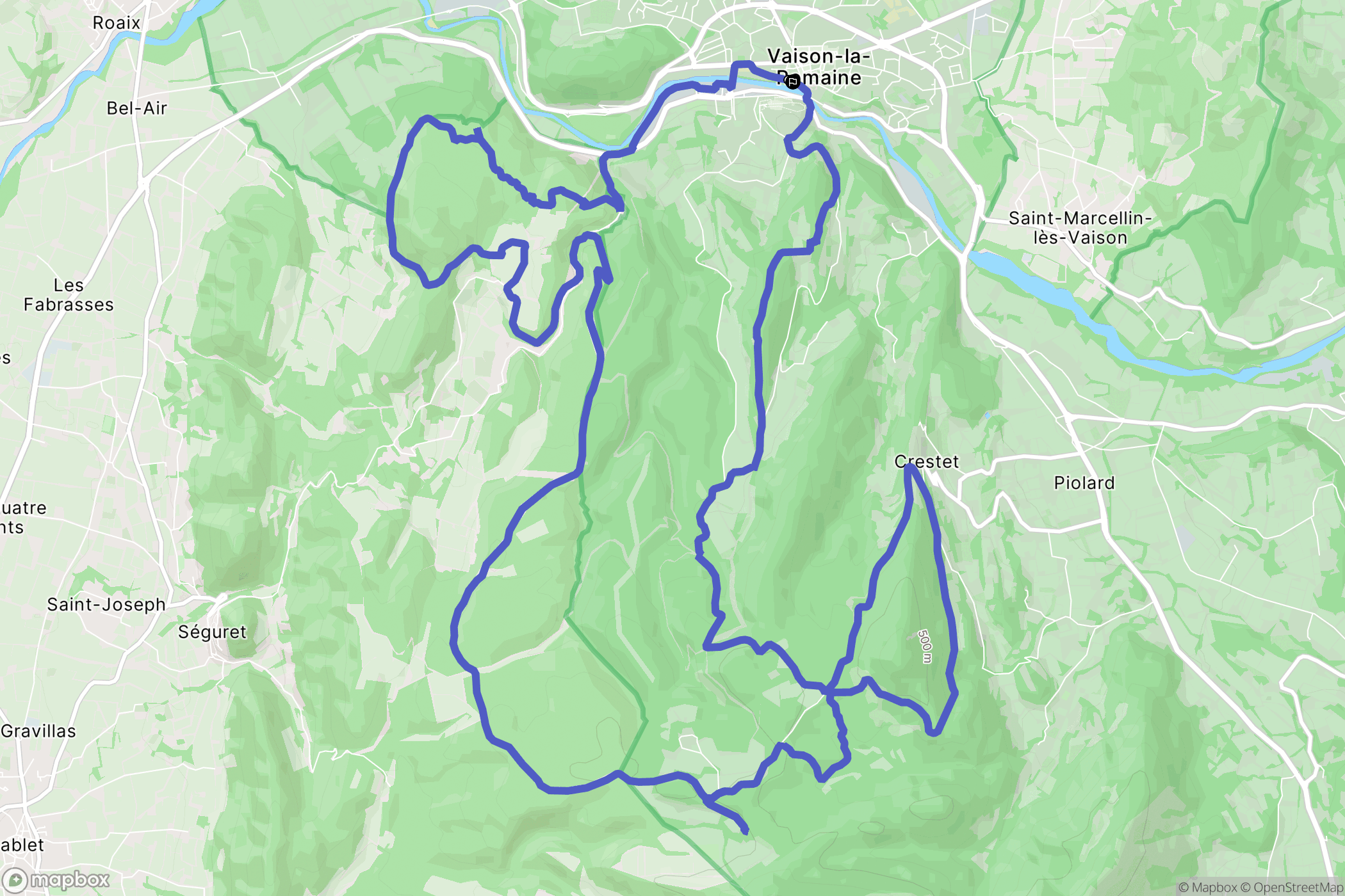 Vaison-la-Romaine : carte du parcours de randonnée - France