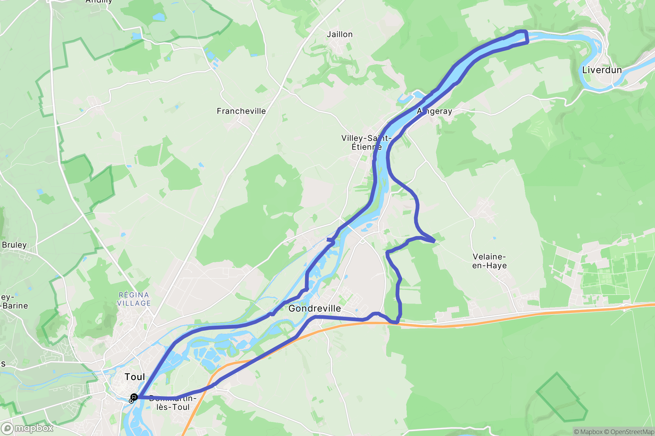 Toul : carte du parcours de randonnée - France