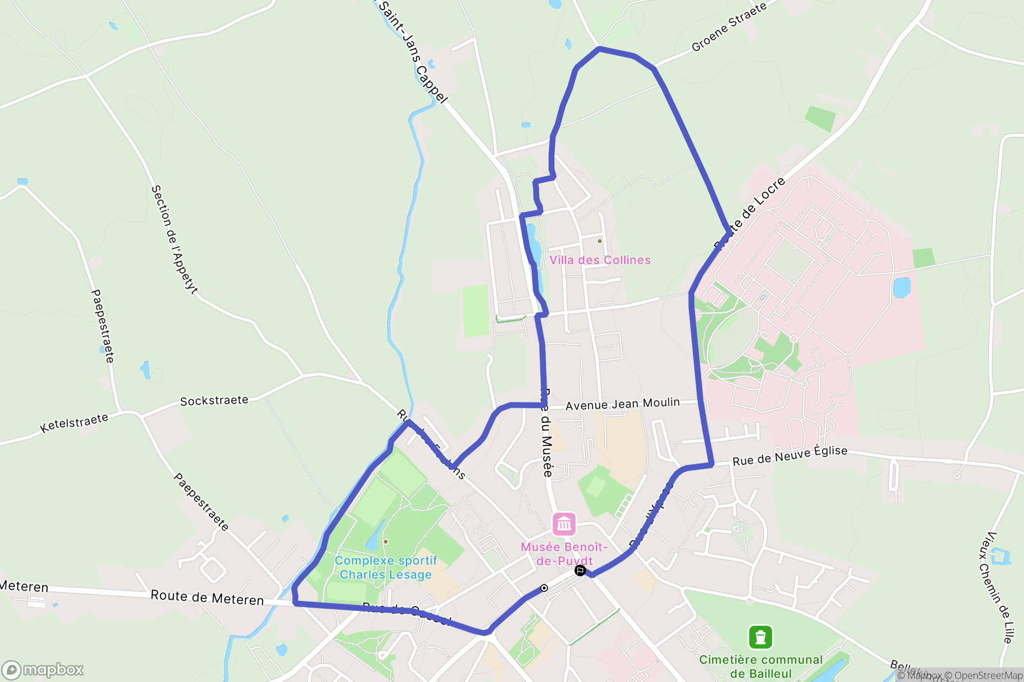 Bailleul : carte du parcours de randonnée - France