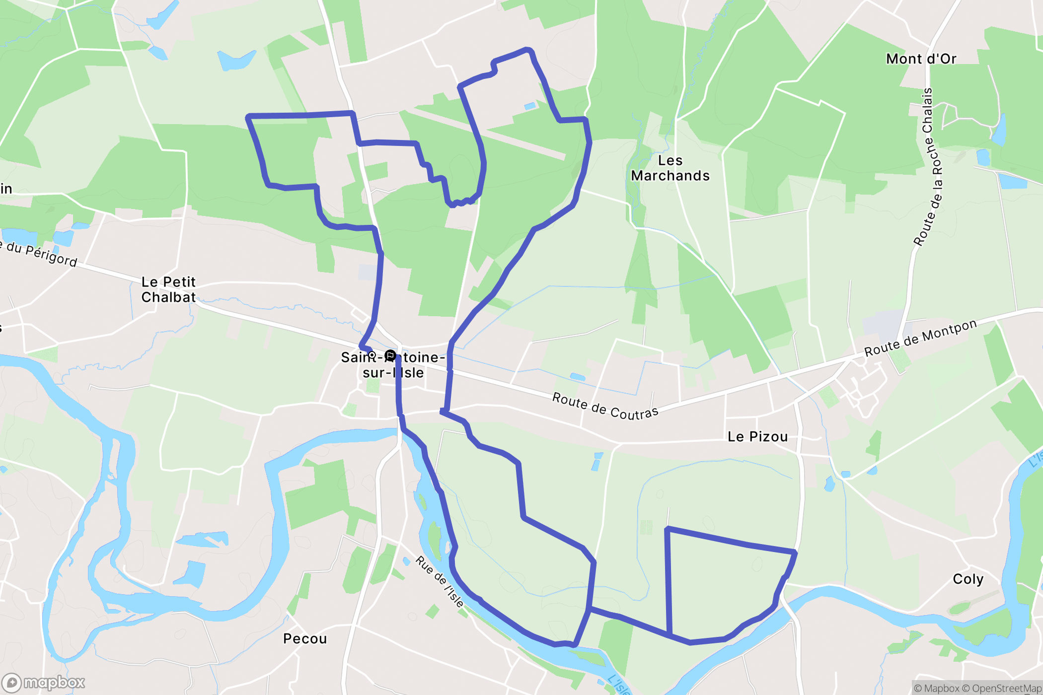 Saint-Antoine-sur-l'Isle : carte du parcours de randonnée - France