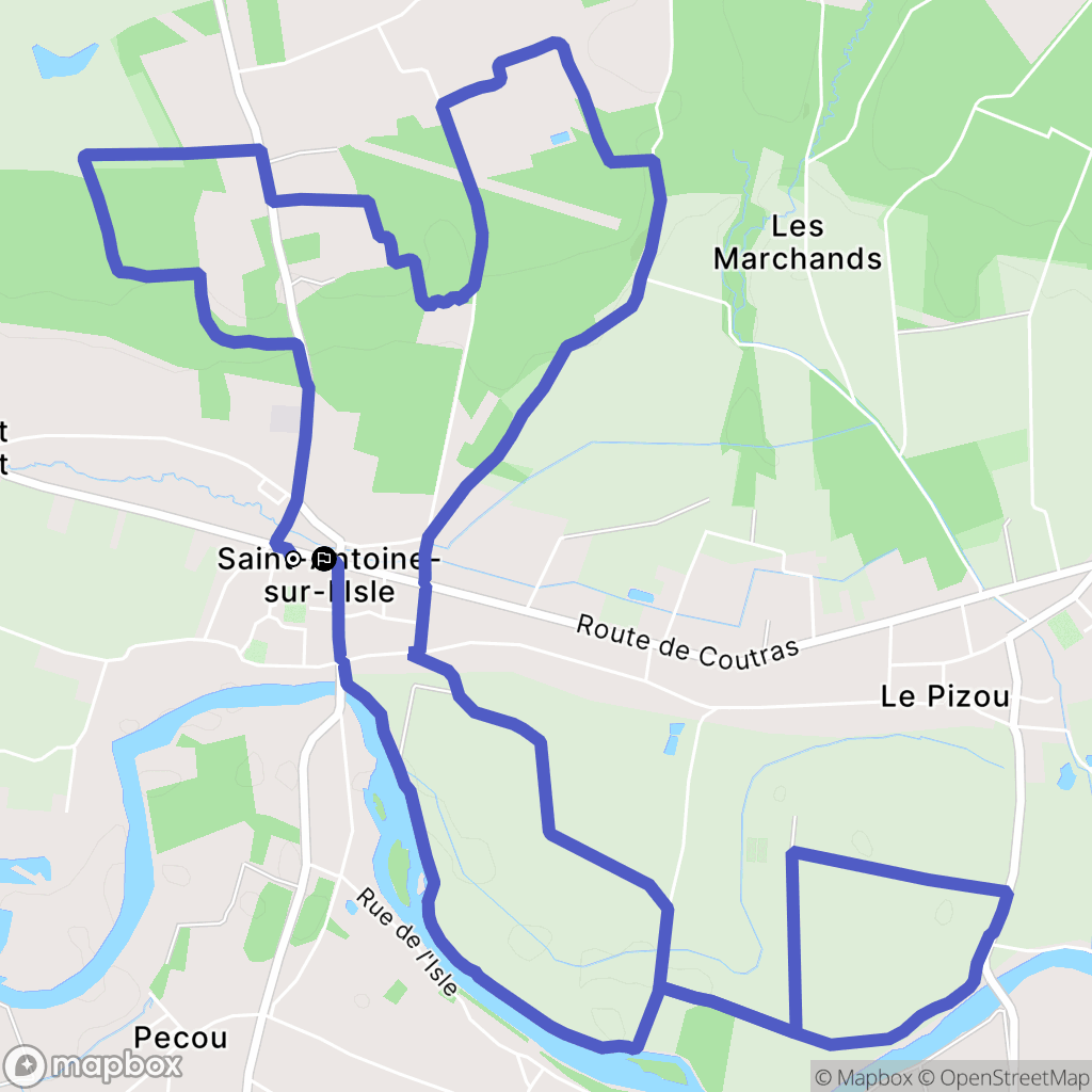Saint-Antoine-sur-l'Isle : carte du parcours de randonnée - France