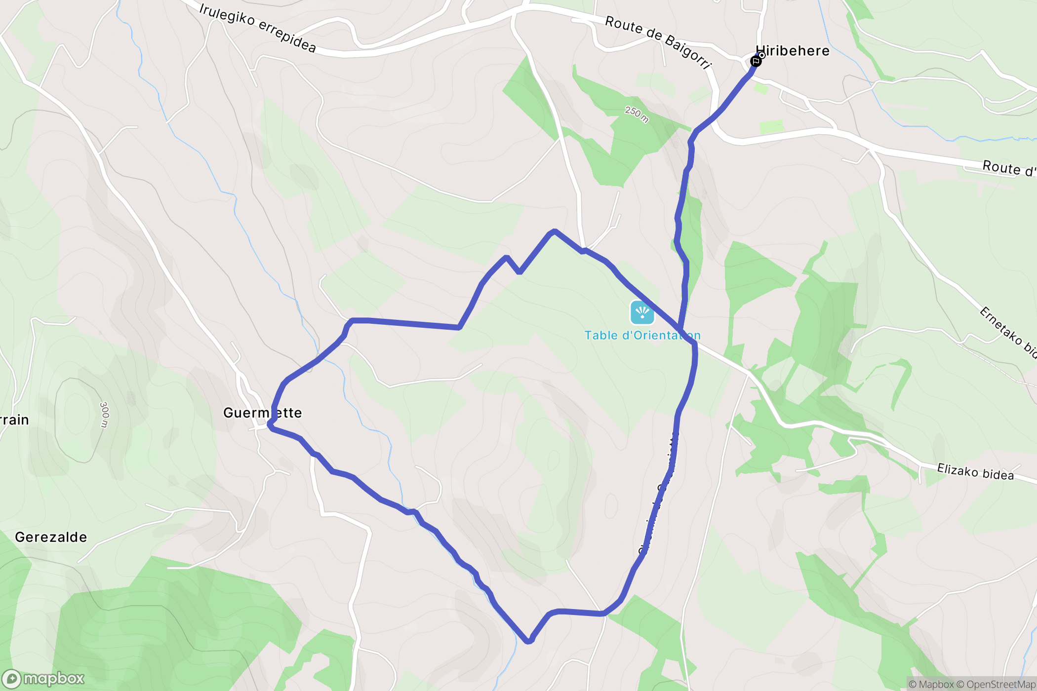 Irouléguy : carte du parcours de randonnée - France