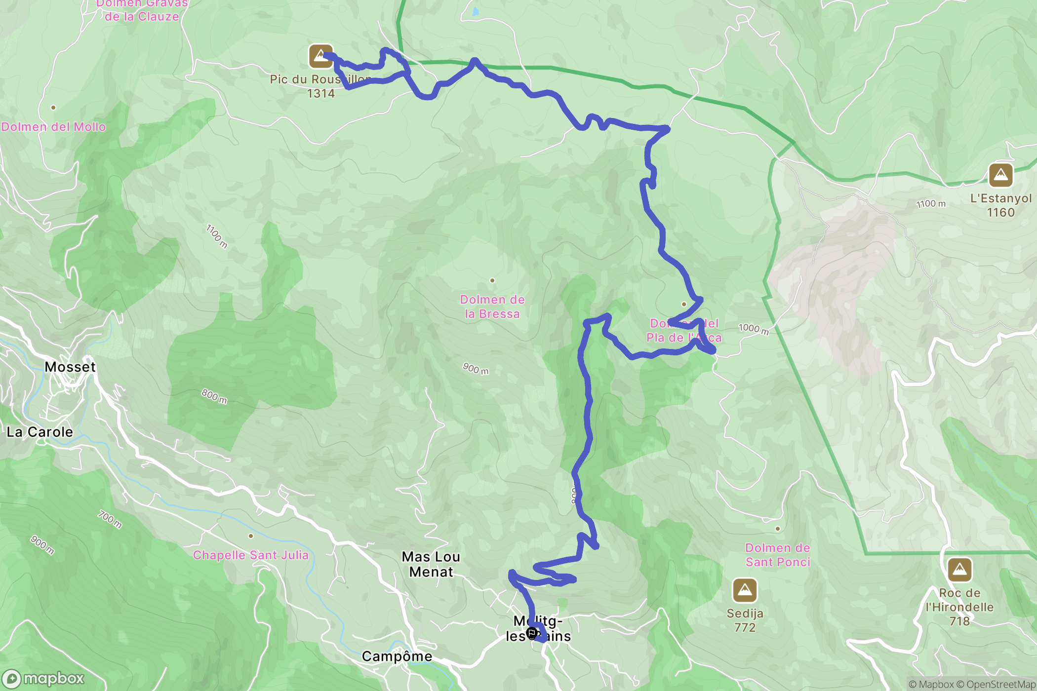 Molitg-les-Bains : carte du parcours de randonnée - France