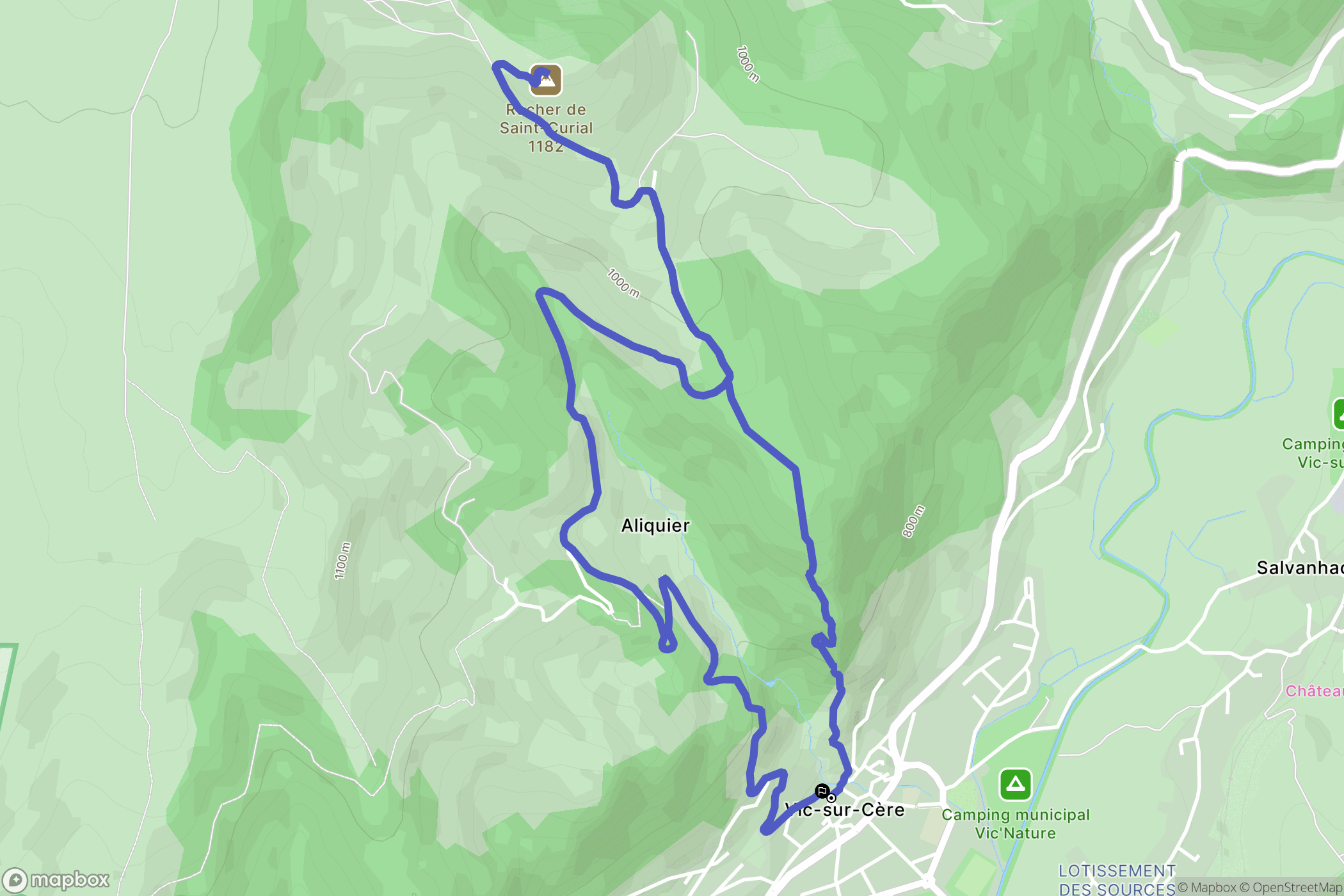 Vic-sur-Cère : carte du parcours de randonnée - France