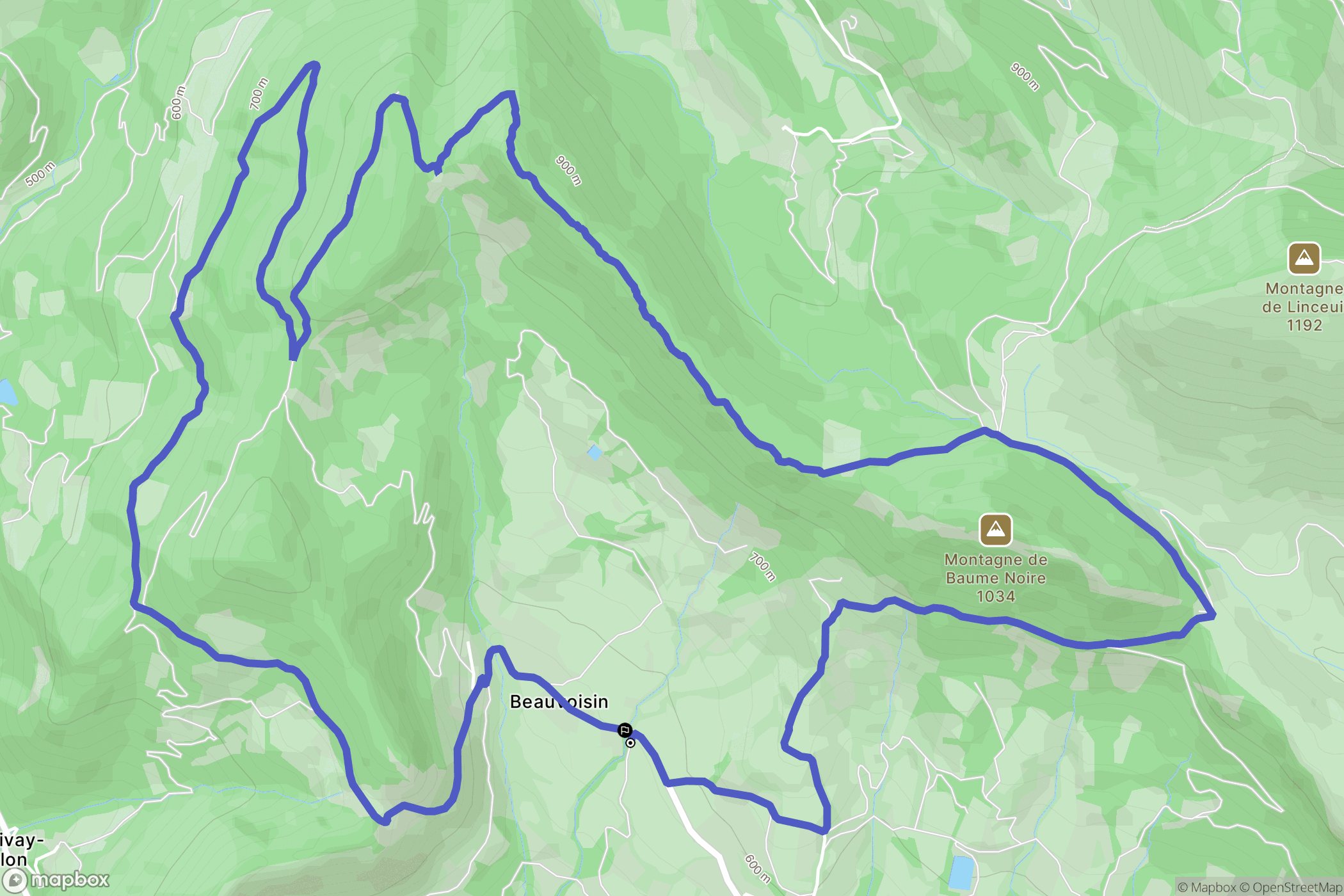 Beauvoisin : carte du parcours de randonnée - France