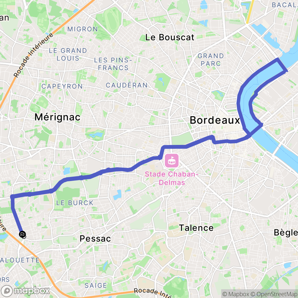 Pessac : carte du parcours de randonnée - France