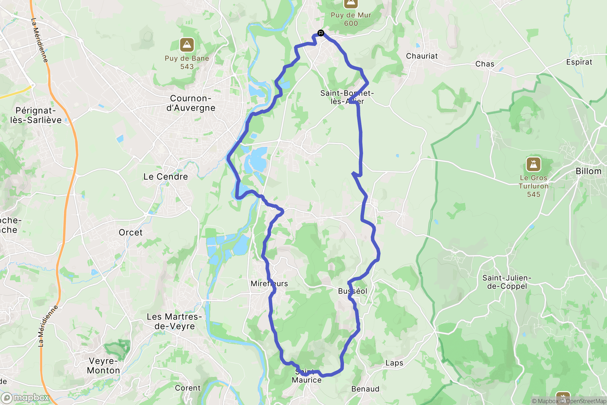 Mur-sur-Allier : carte du parcours de randonnée - France