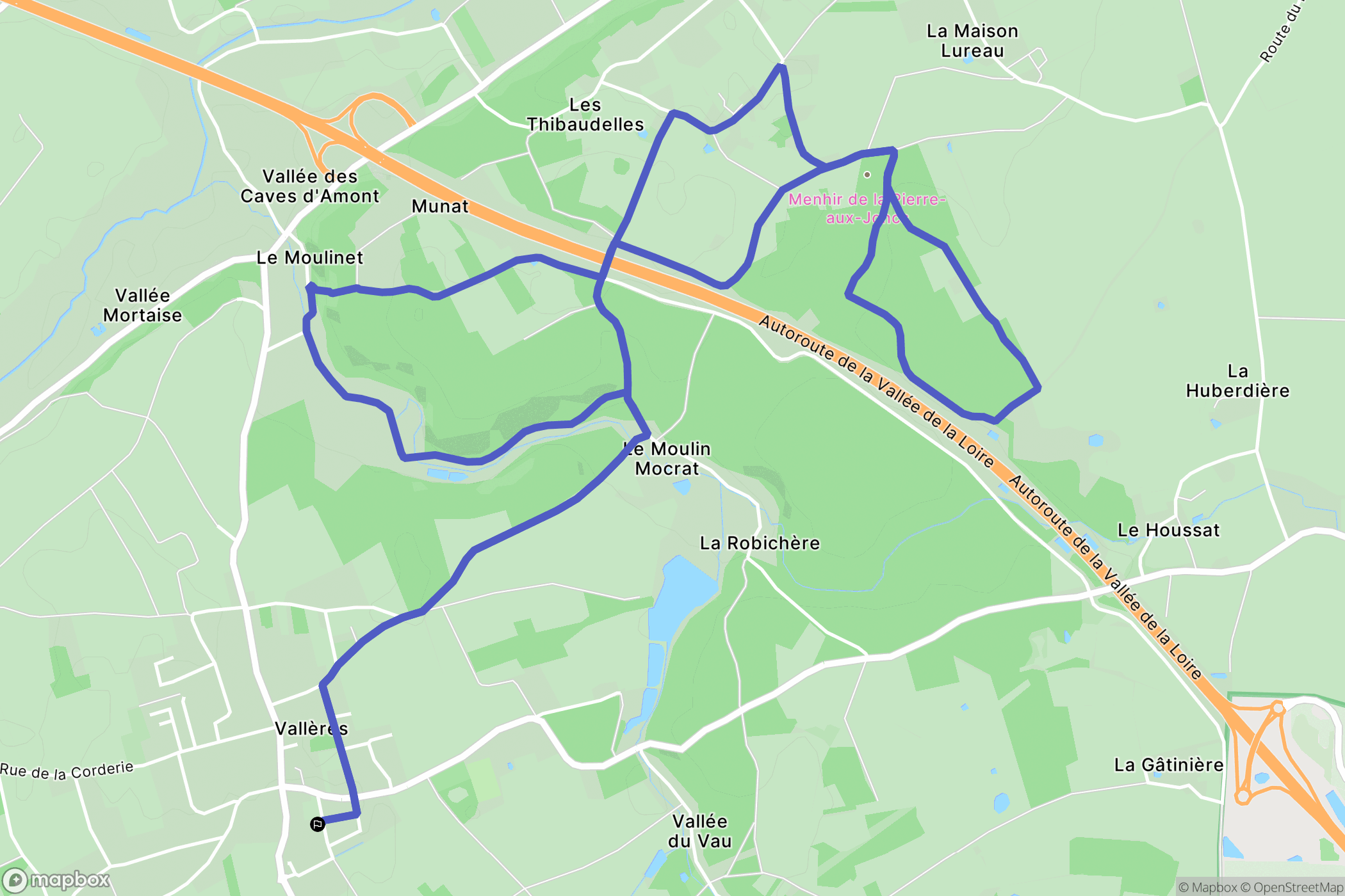 Vallères : carte du parcours de randonnée - France