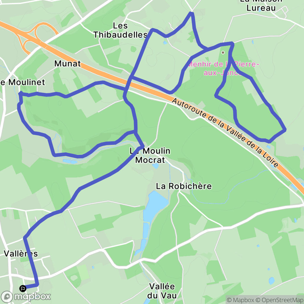 Vallères : carte du parcours de randonnée - France