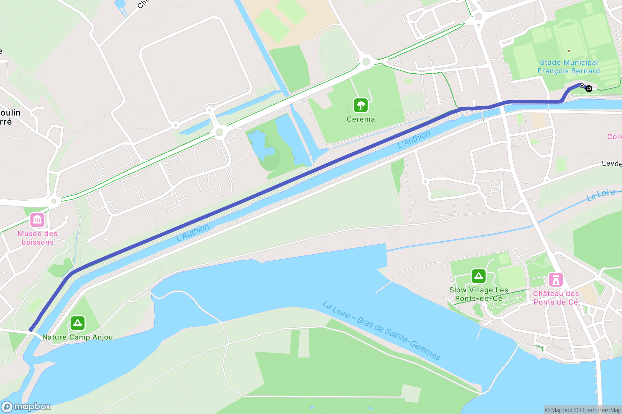 Les Ponts-de-Cé : carte du parcours de randonnée - France