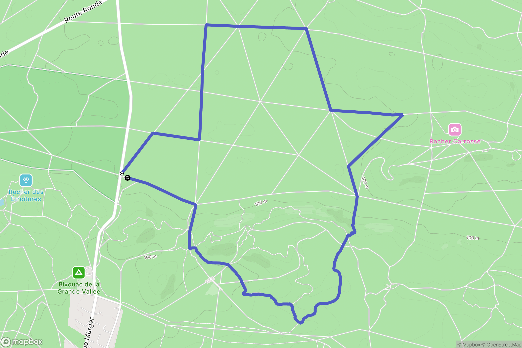 Fontainebleau : carte du parcours de randonnée - France