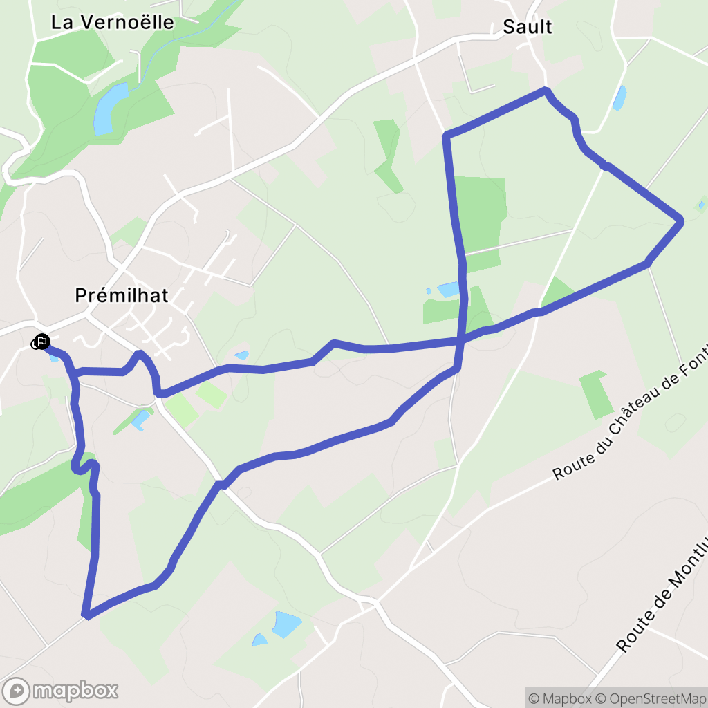 Prémilhat : carte du parcours de randonnée - France