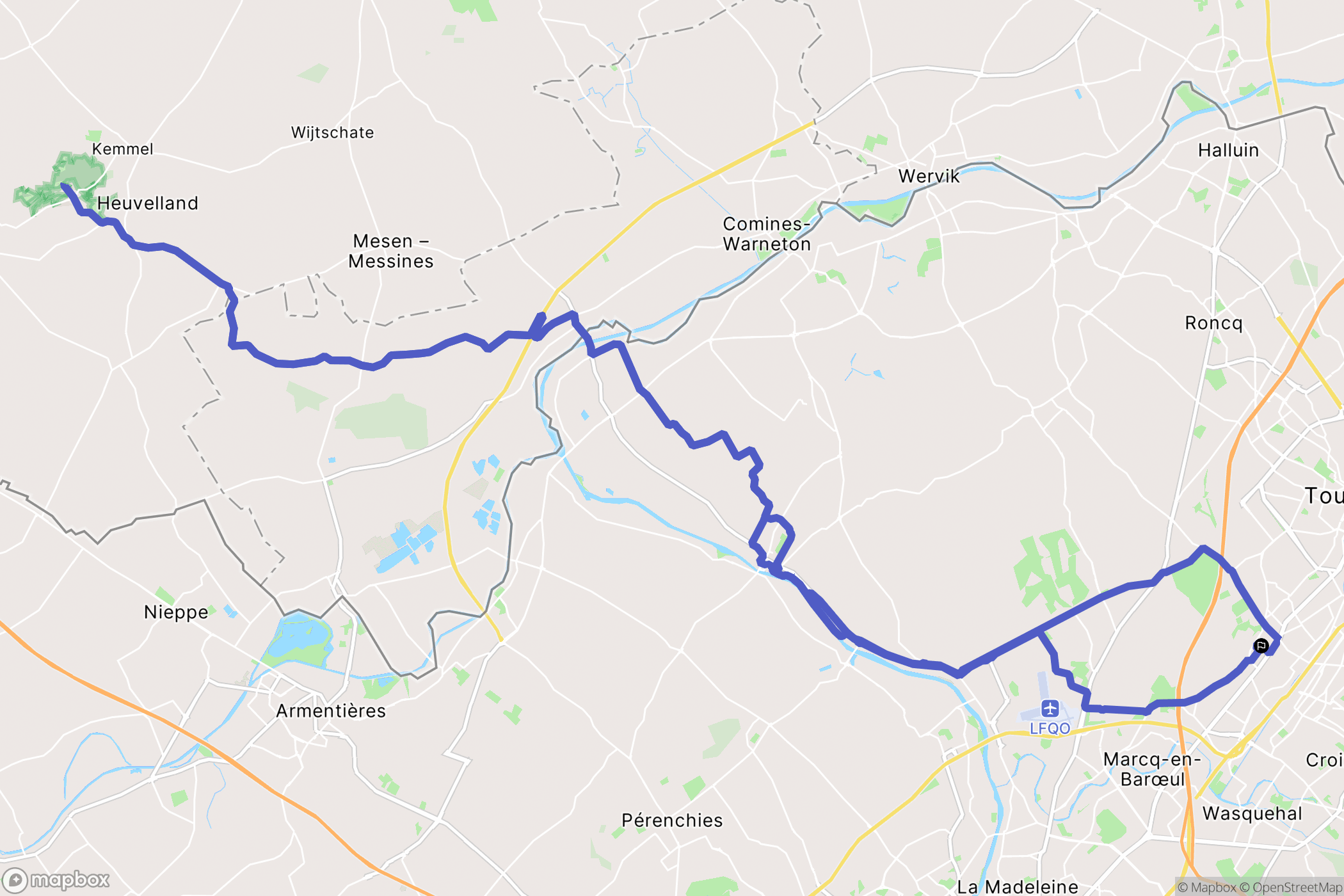 Mouvaux : carte du parcours de randonnée - France
