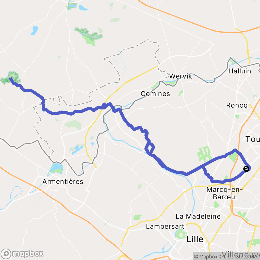 Mouvaux : carte du parcours de randonnée - France