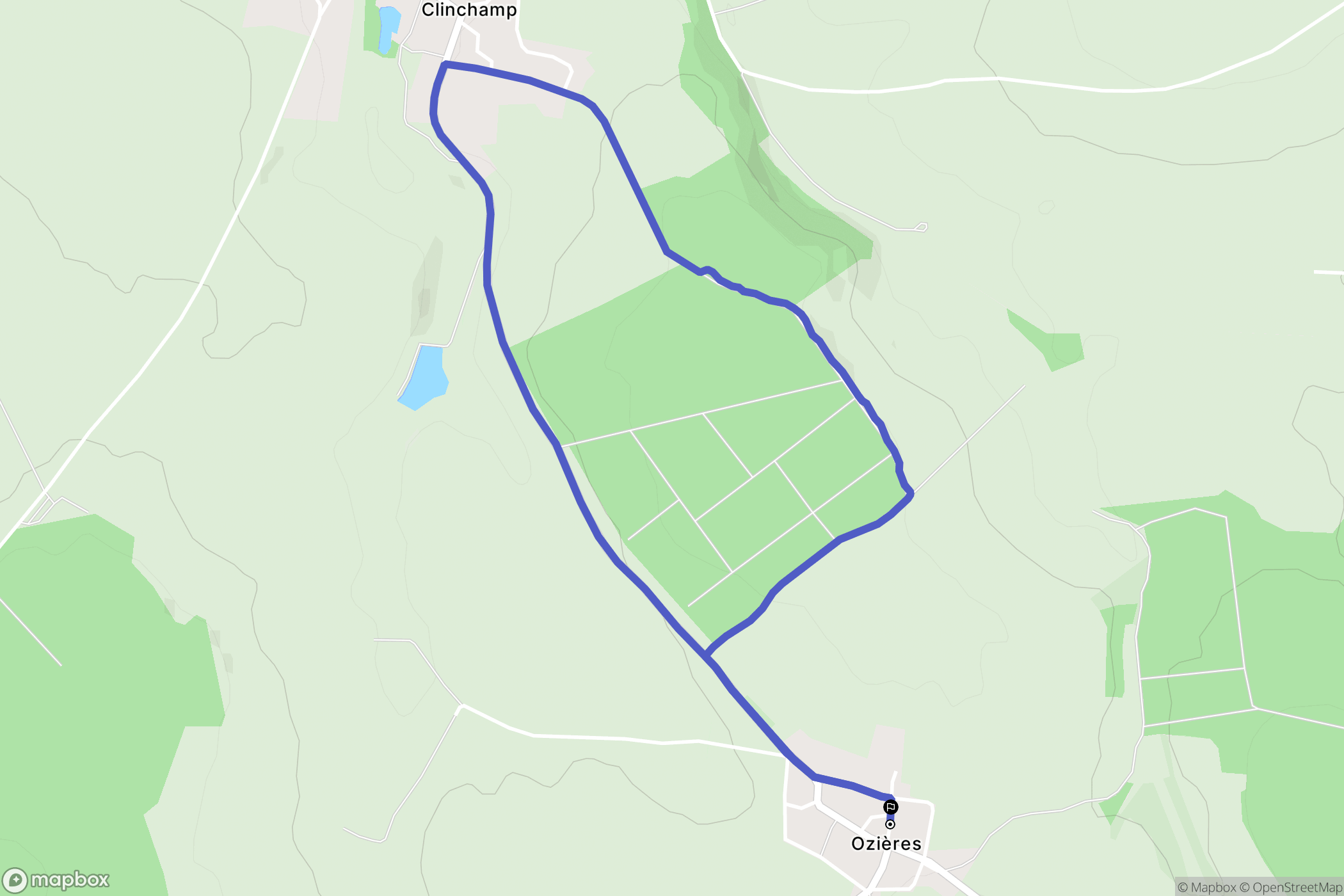 Ozières : carte du parcours de randonnée - France