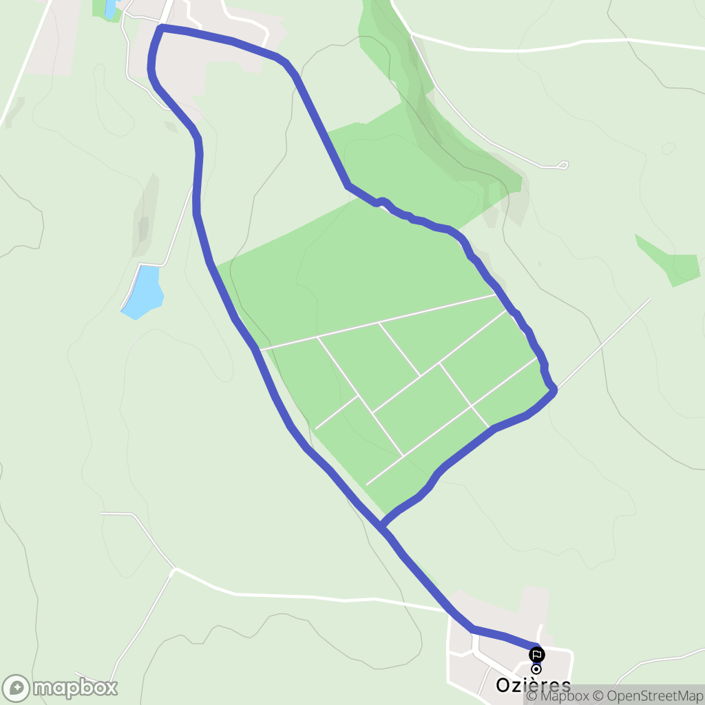 Ozières : carte du parcours de randonnée - France