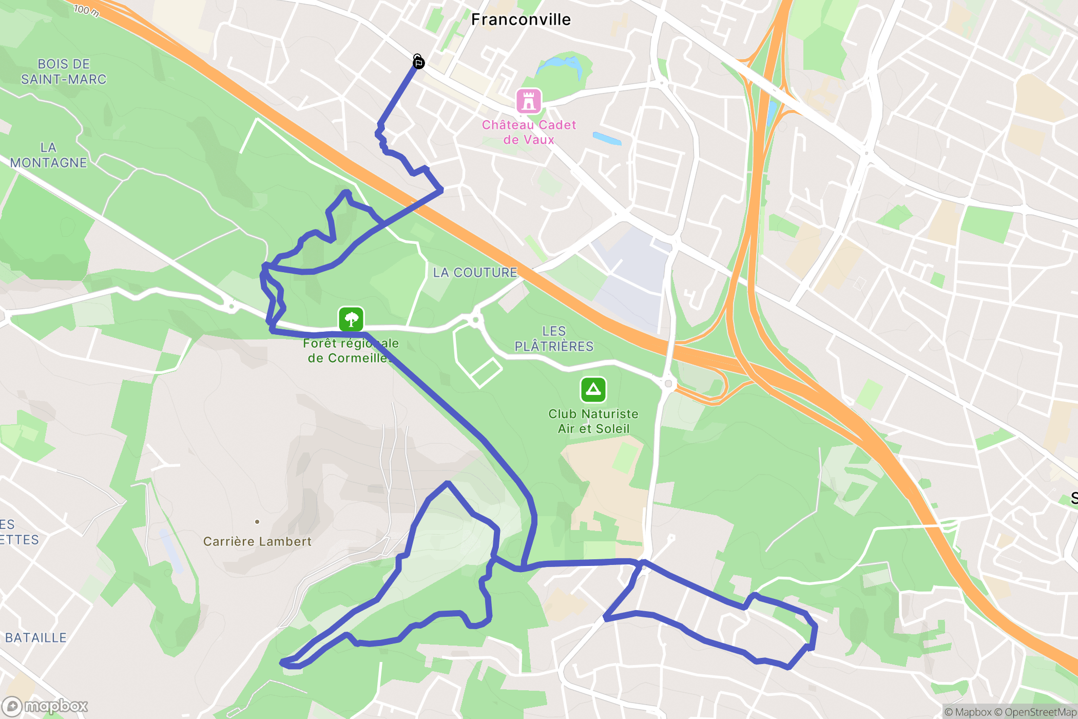 Franconville : carte du parcours de randonnée - France