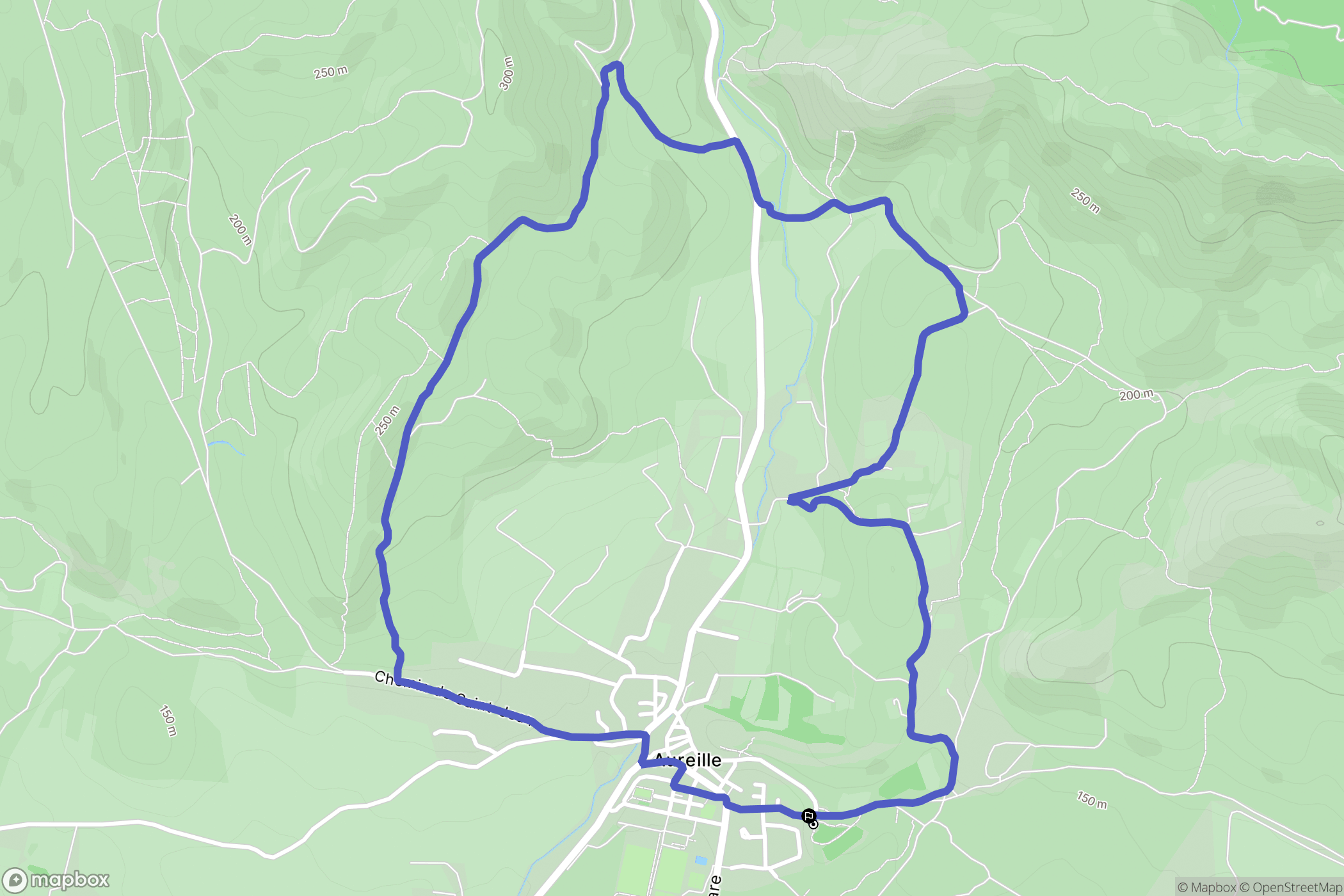 Aureille : carte du parcours de randonnée - France