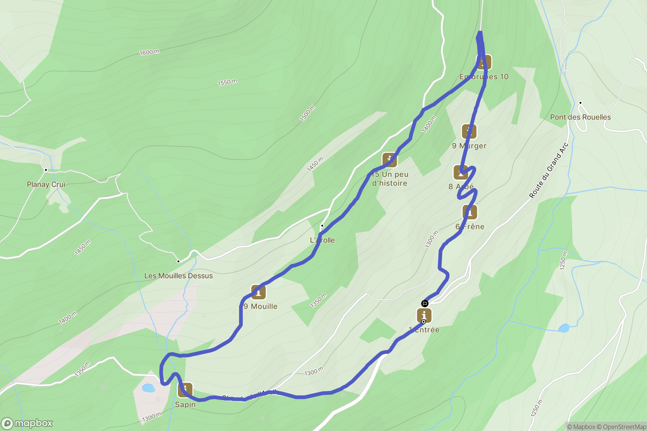 Montsapey : carte du parcours de randonnée - France