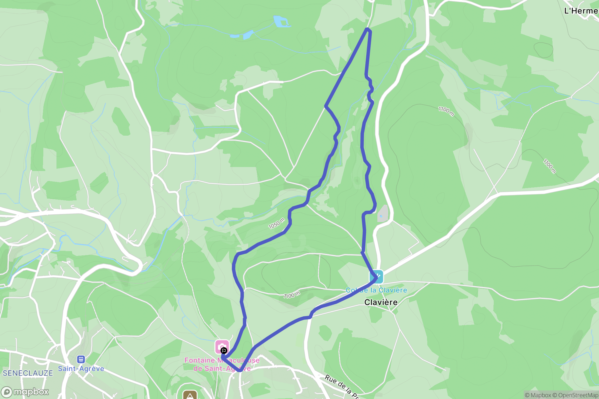 Saint-Agrève : carte du parcours de randonnée - France