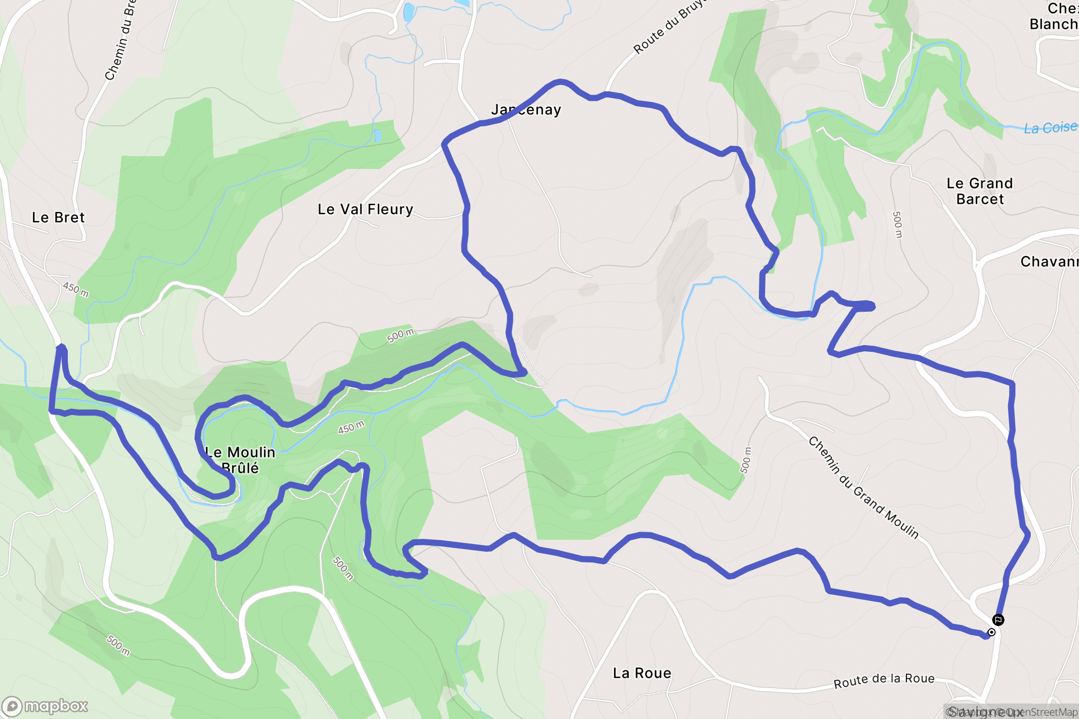 Chevrières : carte du parcours de randonnée - France