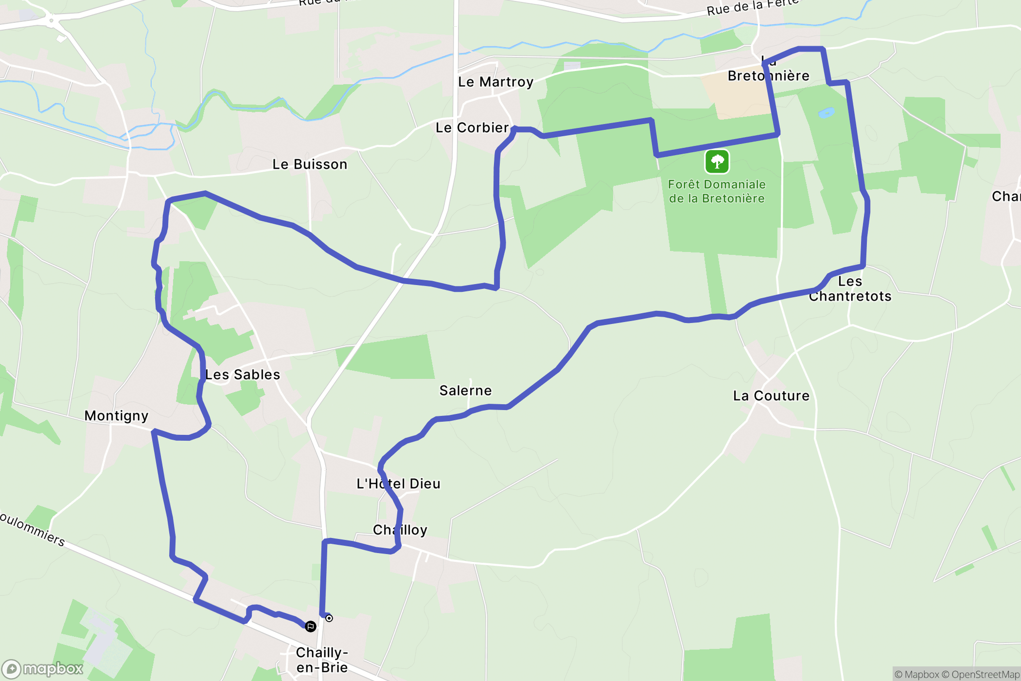 Chailly-en-Brie : carte du parcours de randonnée - France