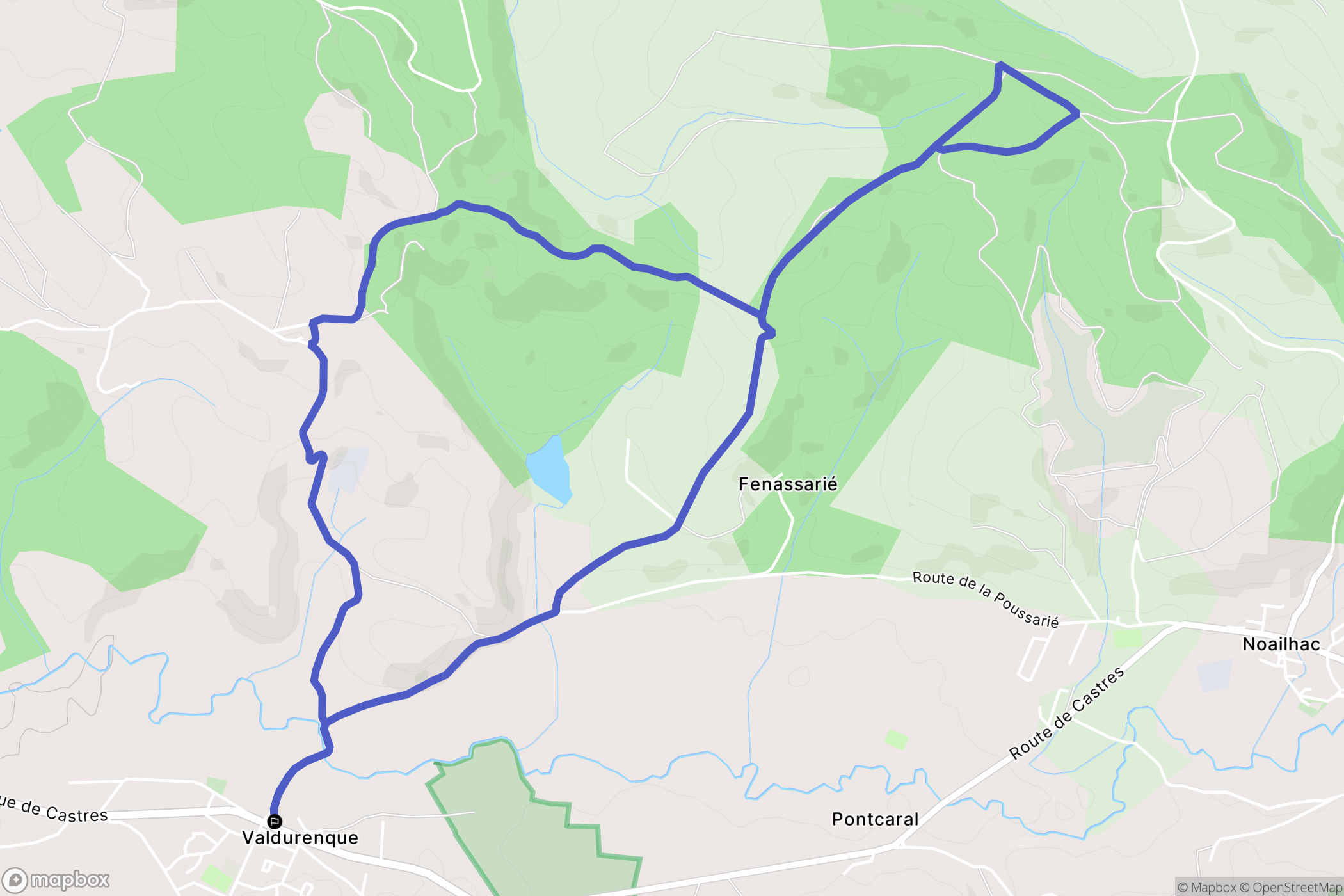 Valdurenque : carte du parcours de randonnée - France