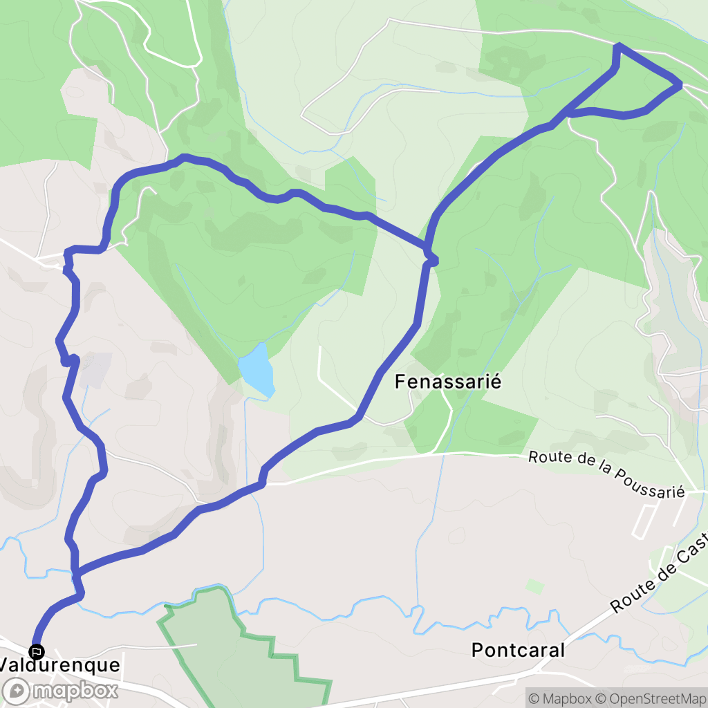 Valdurenque : carte du parcours de randonnée - France