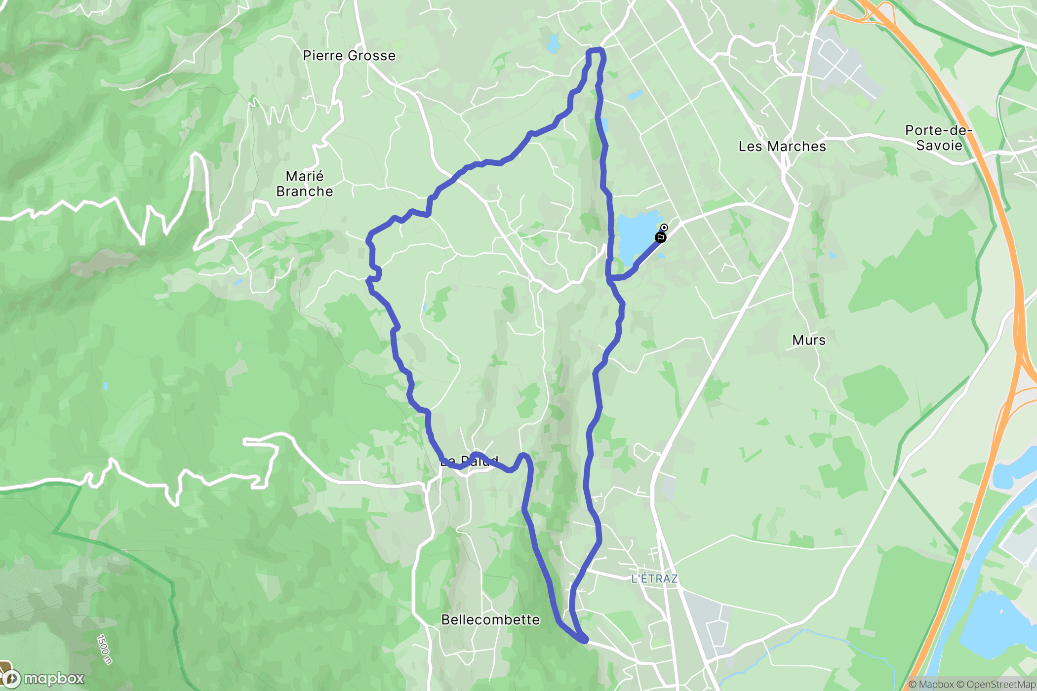 Porte-de-Savoie : carte du parcours de randonnée - France