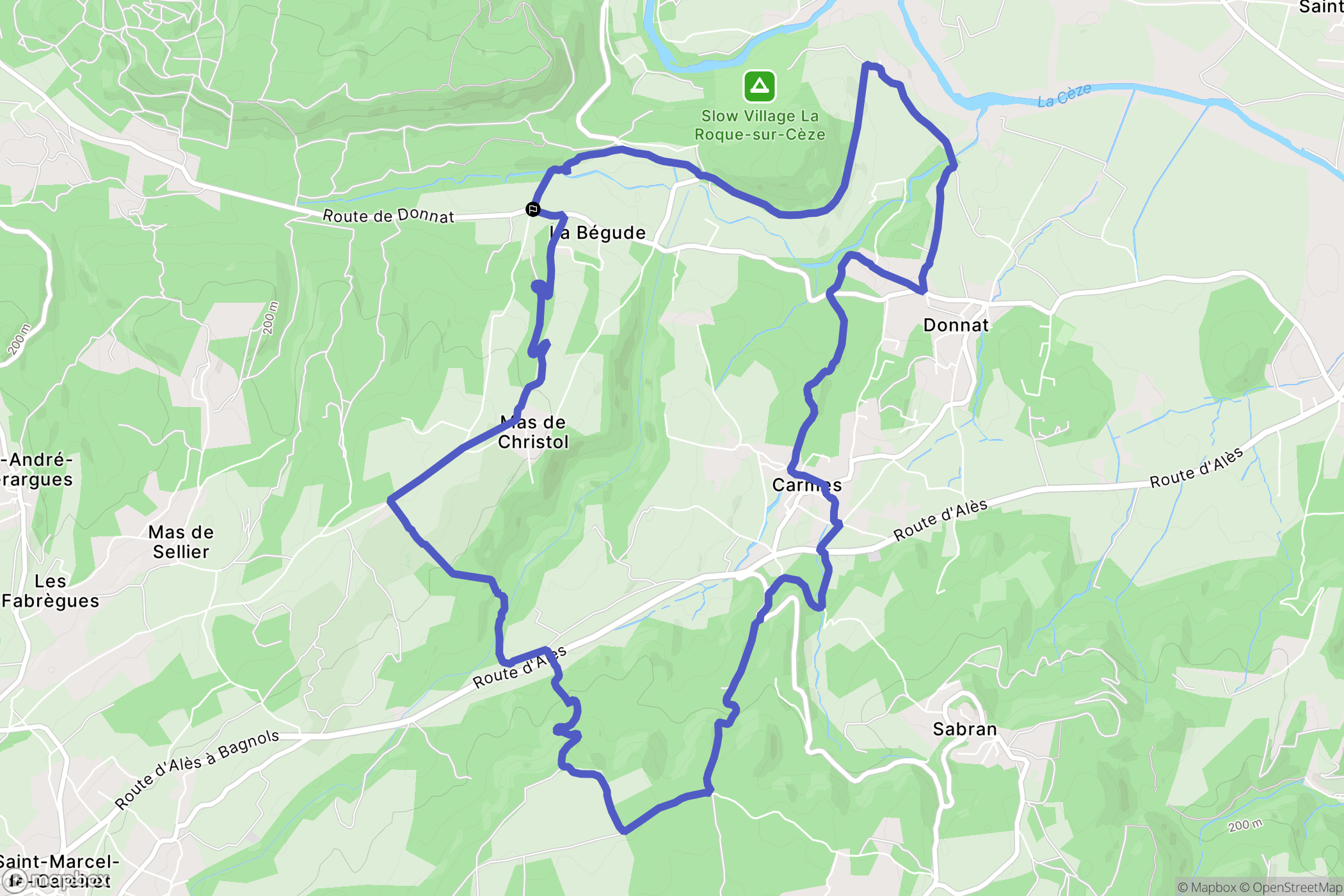 Saint-André-d'Olérargues : carte du parcours de randonnée - France