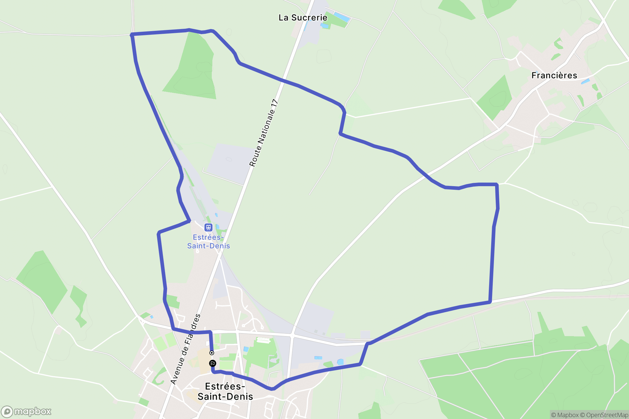 Estrées-Saint-Denis : carte du parcours de randonnée - France
