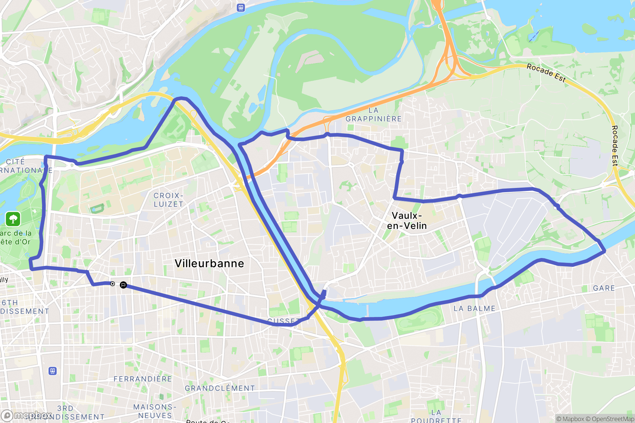 Villeurbanne : carte du parcours de randonnée - France