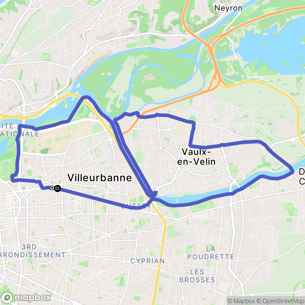 Villeurbanne : carte du parcours de randonnée - France
