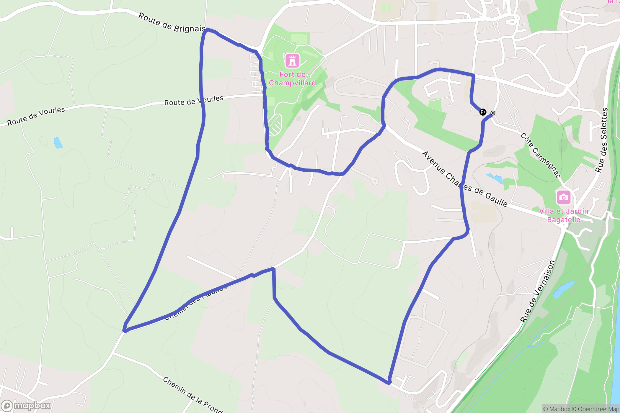Irigny : carte du parcours de randonnée - France