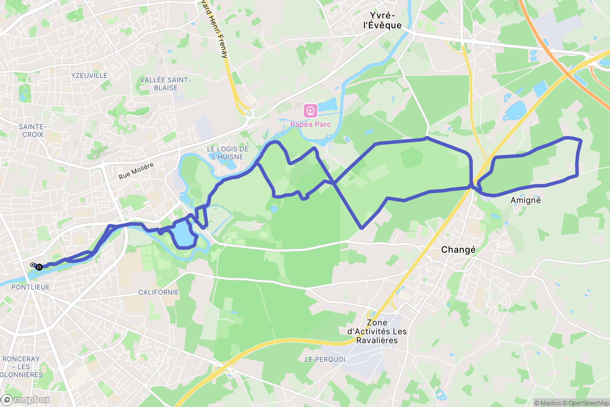 Le Mans : carte du parcours de randonnée - France