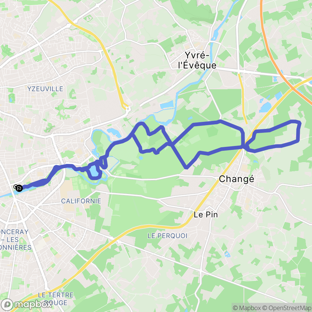 Le Mans : carte du parcours de randonnée - France