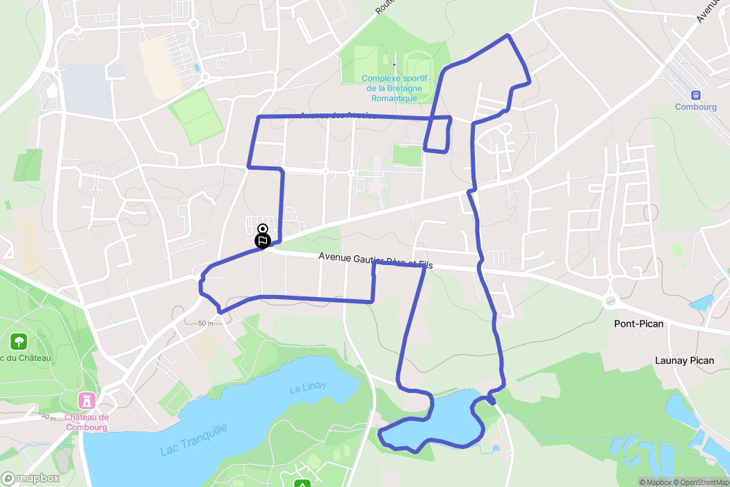 Combourg : carte du parcours de randonnée - France