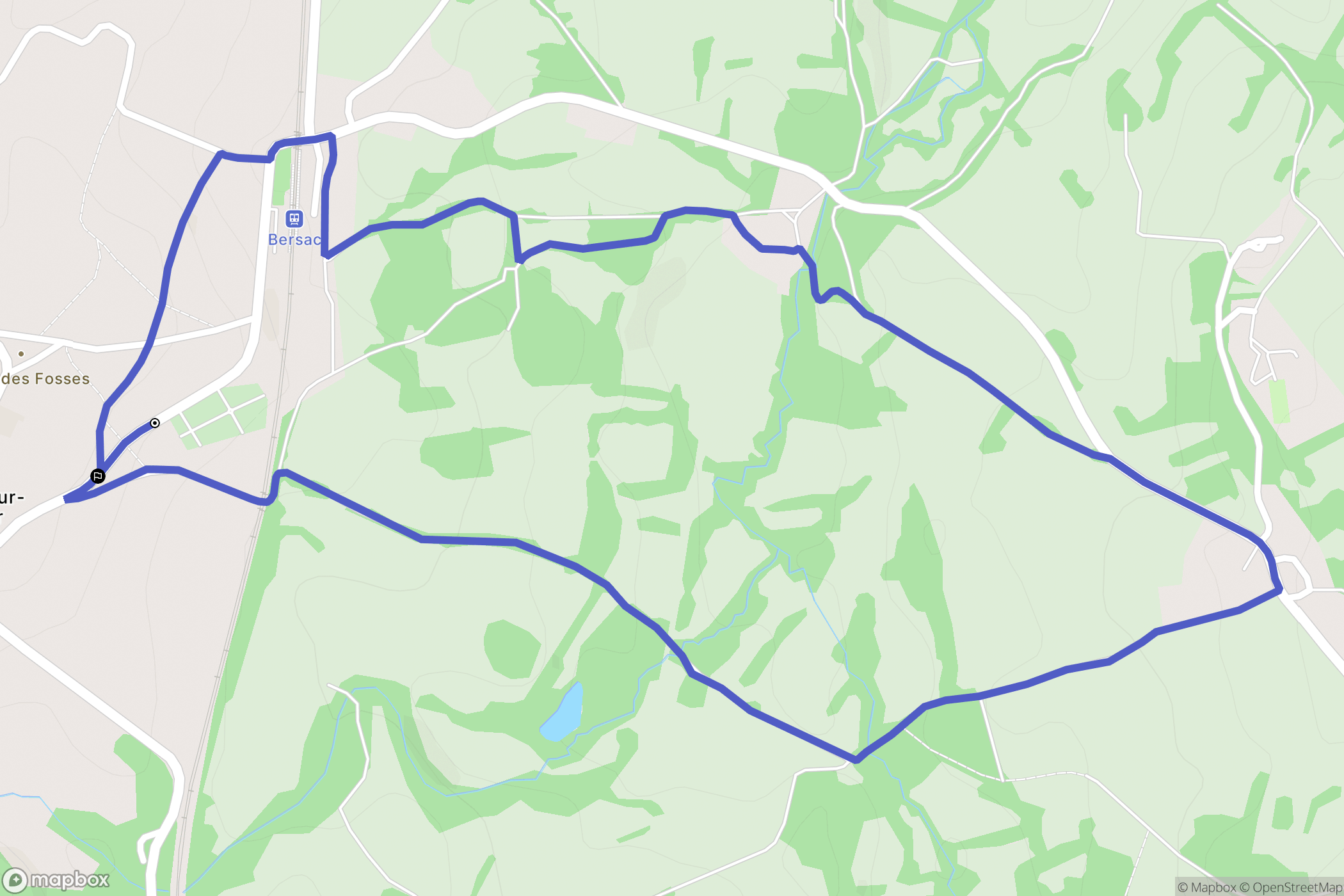 Bersac-sur-Rivalier : carte du parcours de randonnée - France