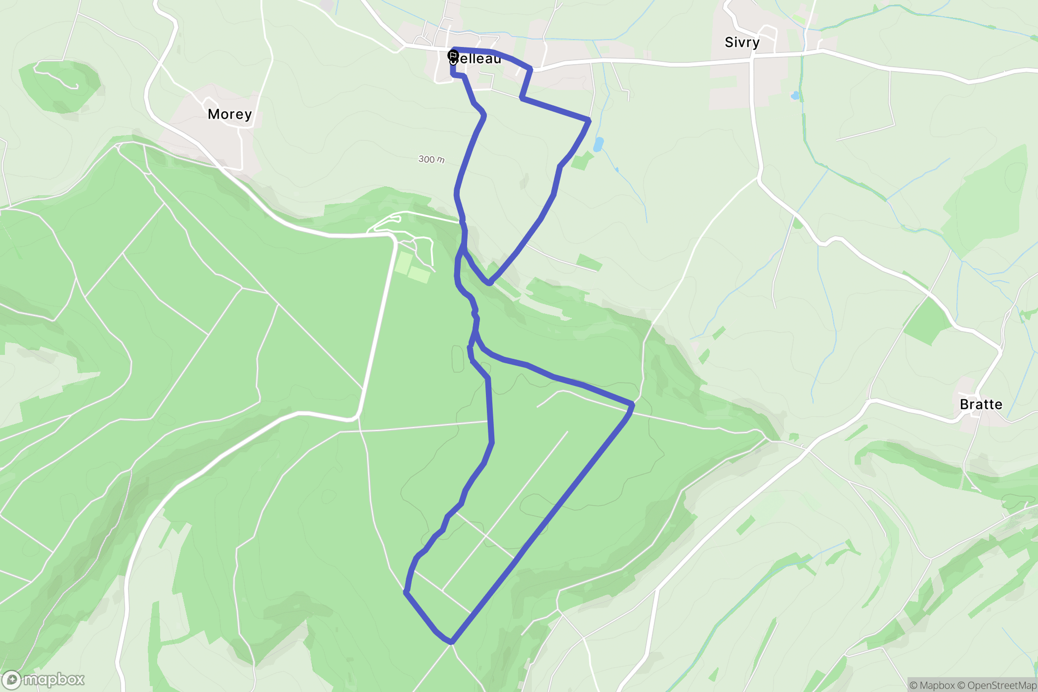 Belleau : carte du parcours de randonnée - France