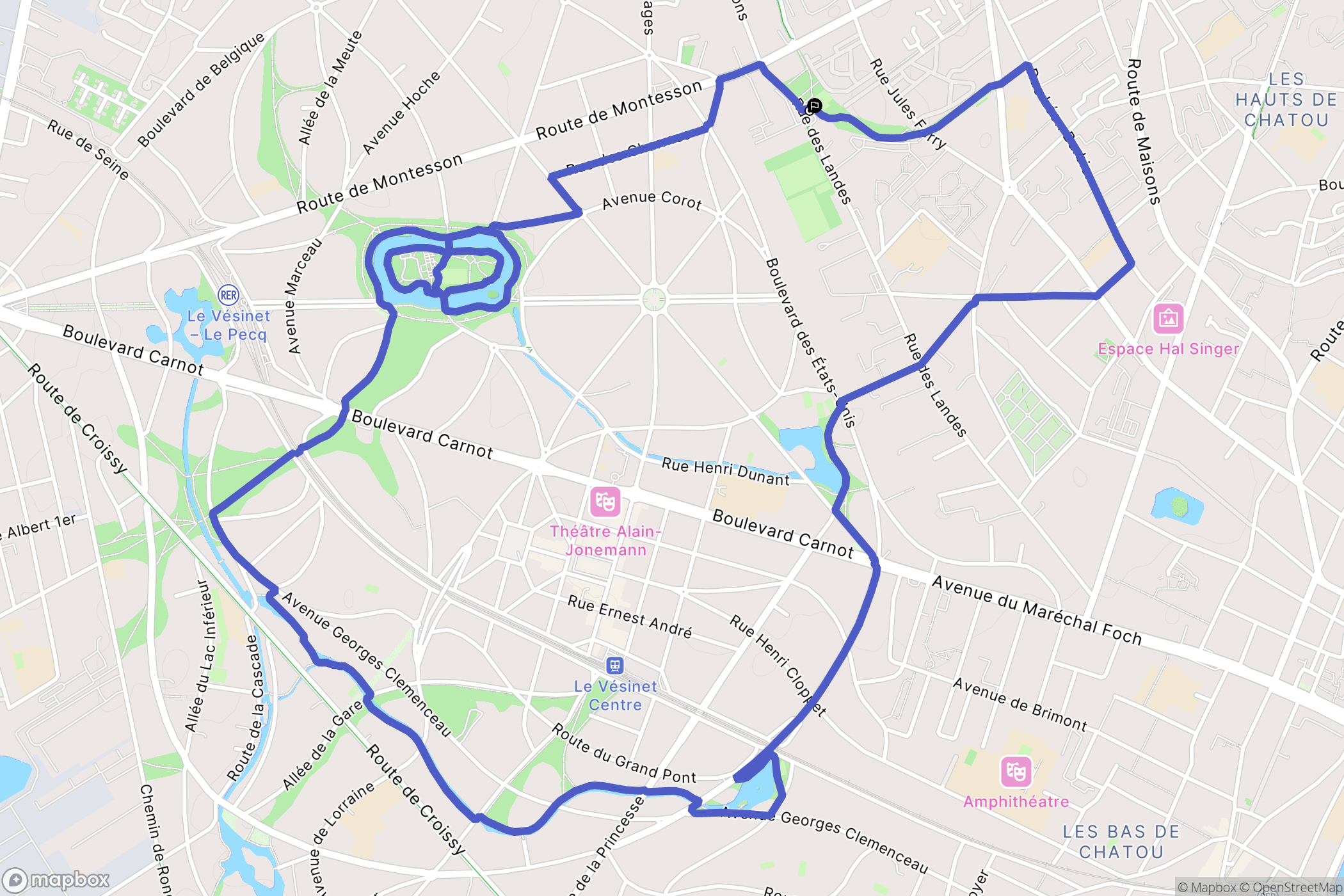 Chatou : carte du parcours de randonnée - France