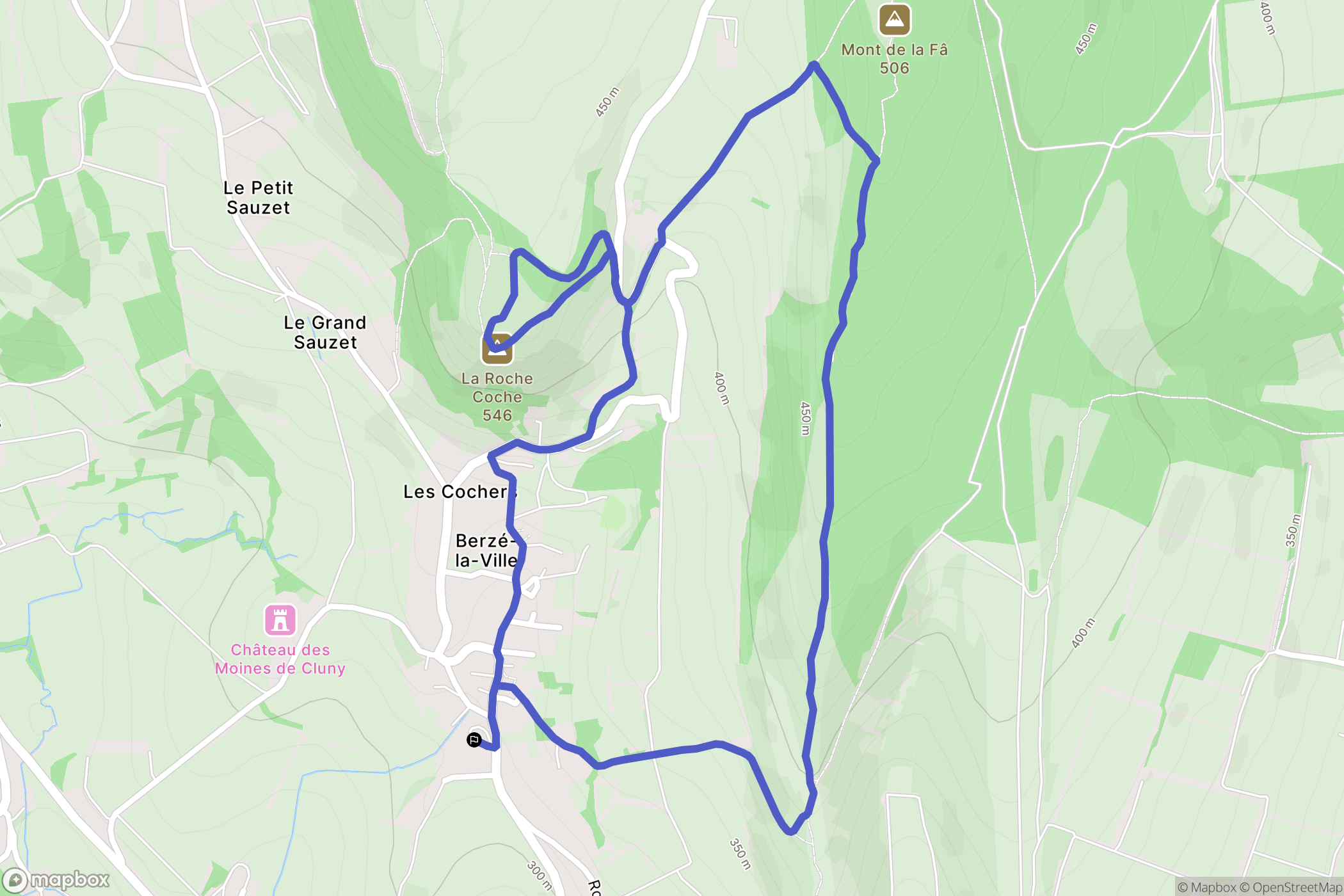 Berzé-la-Ville : carte du parcours de randonnée - France